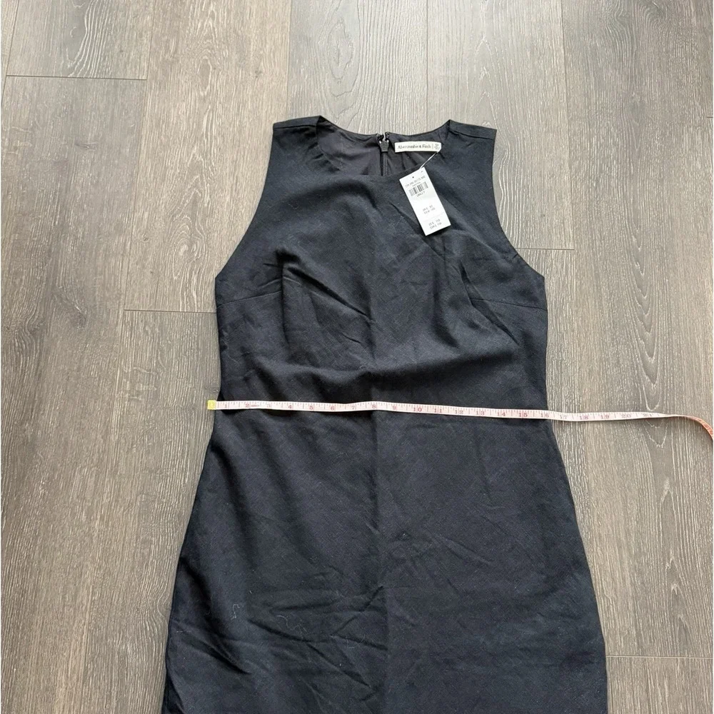 Abercrombie & Fitch NWT Linen Cotton Blend Maxi Dress SP Black Minimalist Preppy